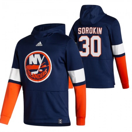 Pánské New York Islanders Ilya Sorokin 30 2020-21 Reverse Retro Pullover Mikiny Hooded